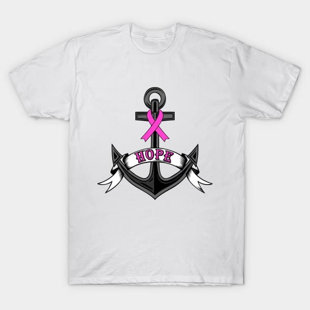 Breast Cancer Awareness Anchor of Hope T-Shirt by DeesDeesigns